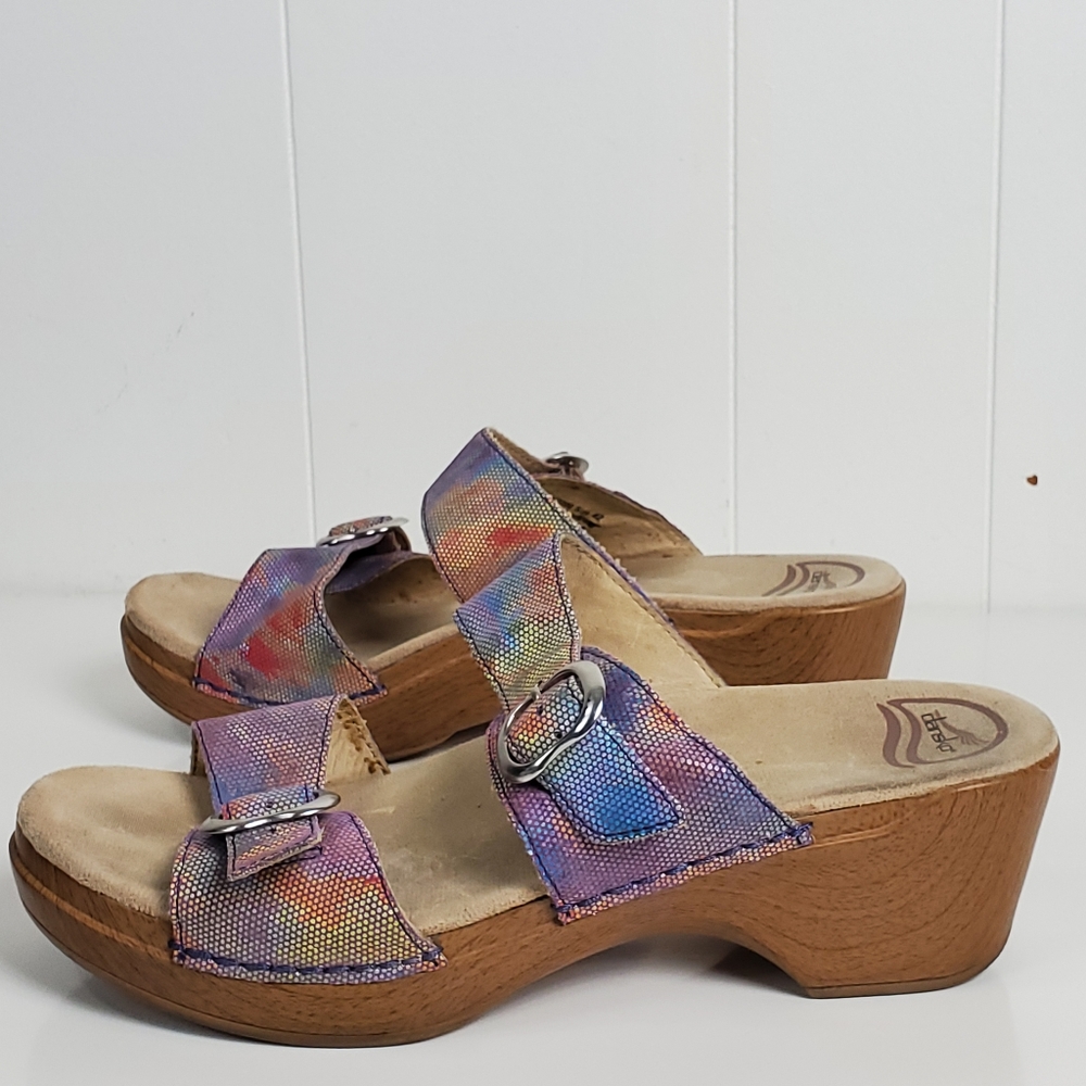 Dansko 2 strap slipon slides with a 2.5" heel danso size 42 us 11.5/12